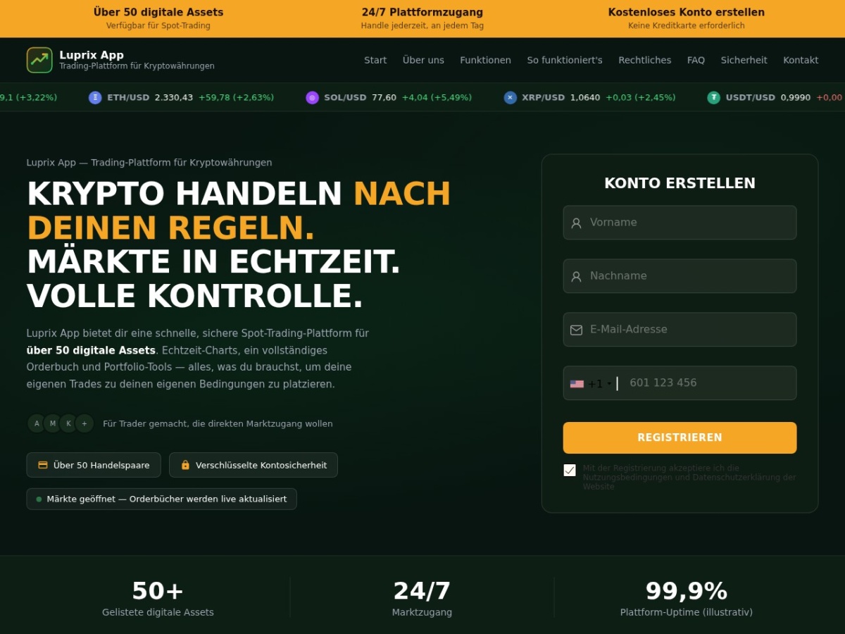 Screenshot of Luprix App